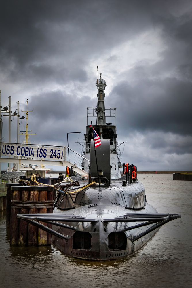 View of the docked USS Cobia at Wisconsin Maritime Museum