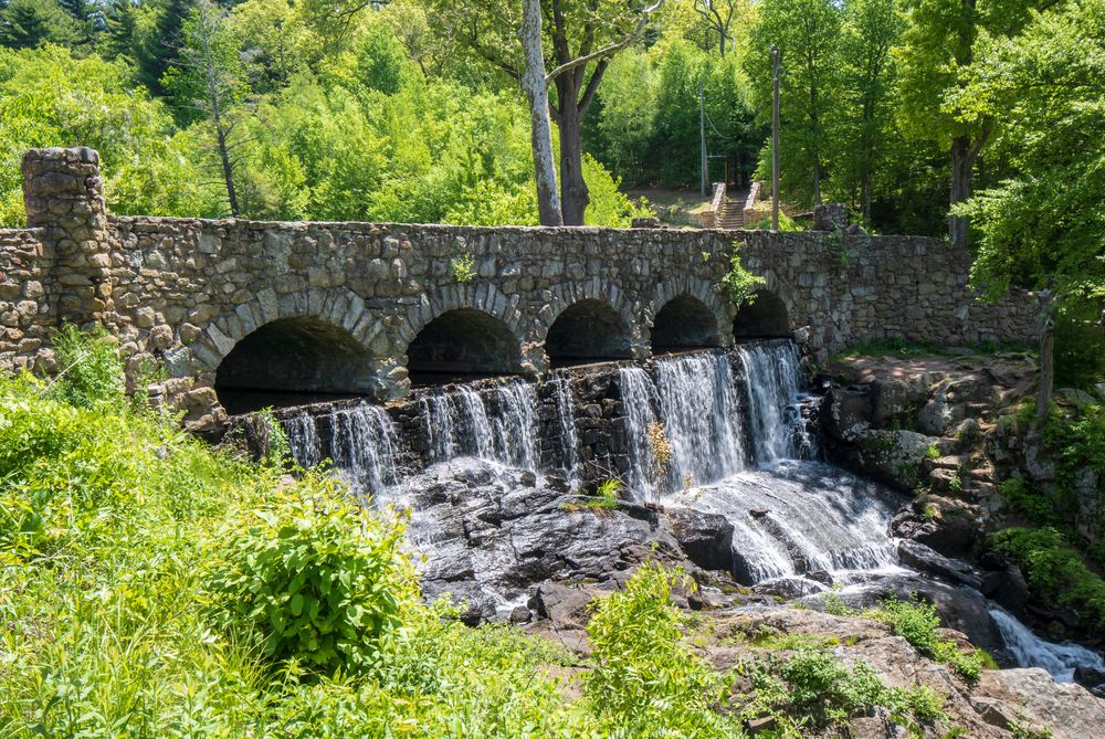 Waterfall under a bridge at Case Mountain Recreational Area