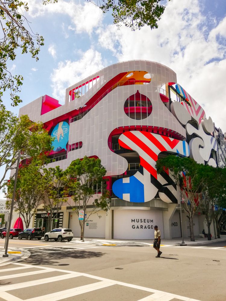 Colorful exterior of Museum Garage