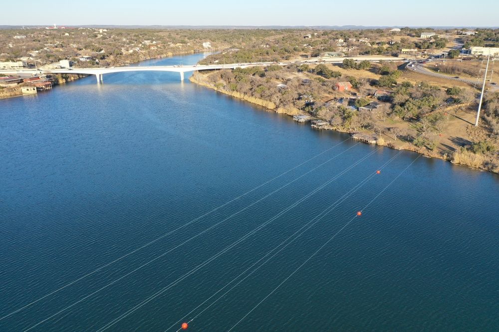 Aerial view of Lake Marble Falls