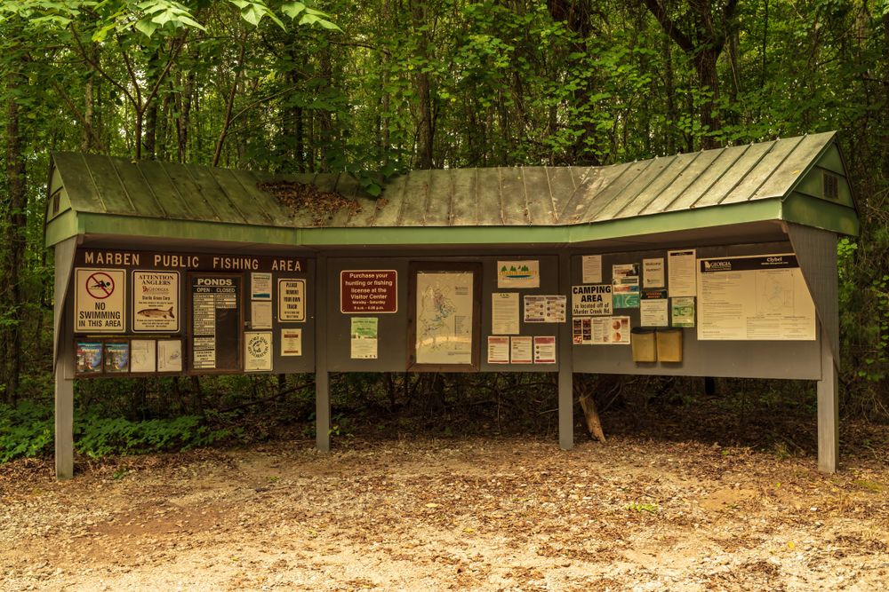 Information board at Charlie Elliott Wildlife Center
