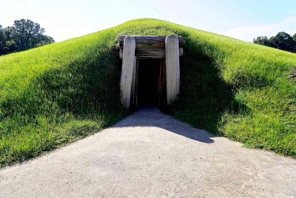 Earth lodge entrance at Ocmulgee Mounds National Historical Park