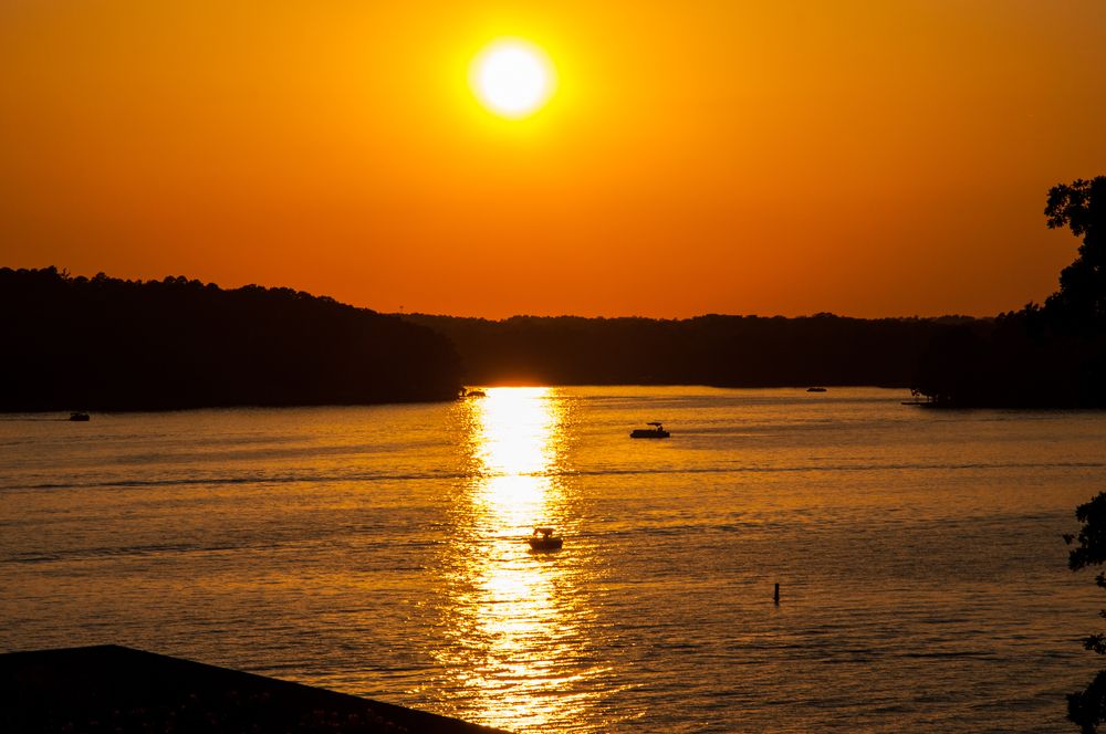 Gorgeous sunset reflecting on Bull Shoals Lake