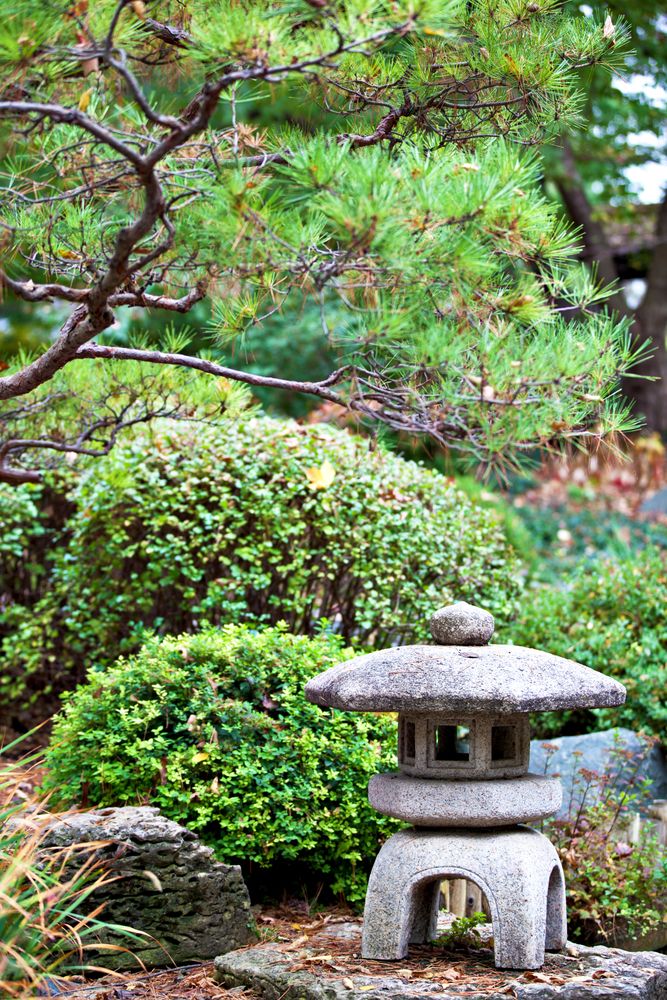 Rock lantern at Minnesota Landscape Arboretum's japanese garden