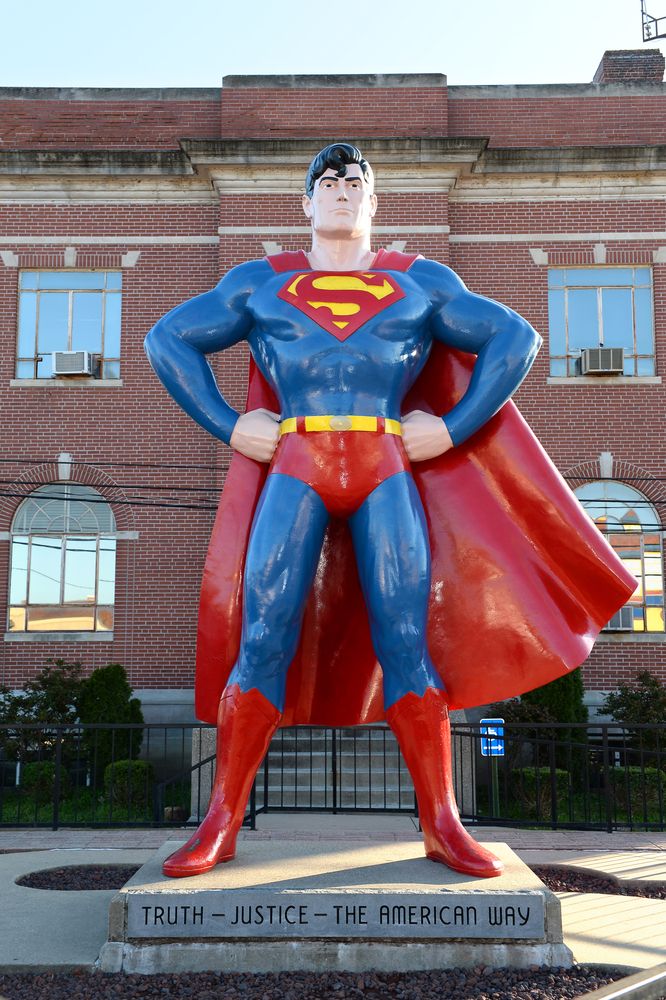 Front view of the Superman Statue