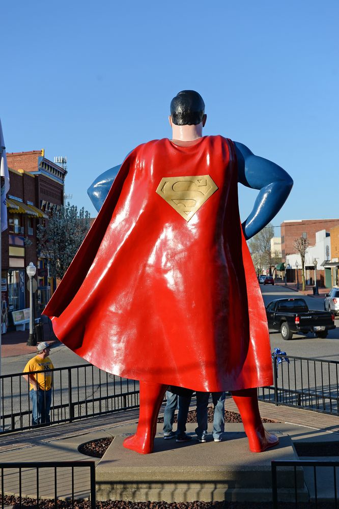 Back view of the Superman Statue