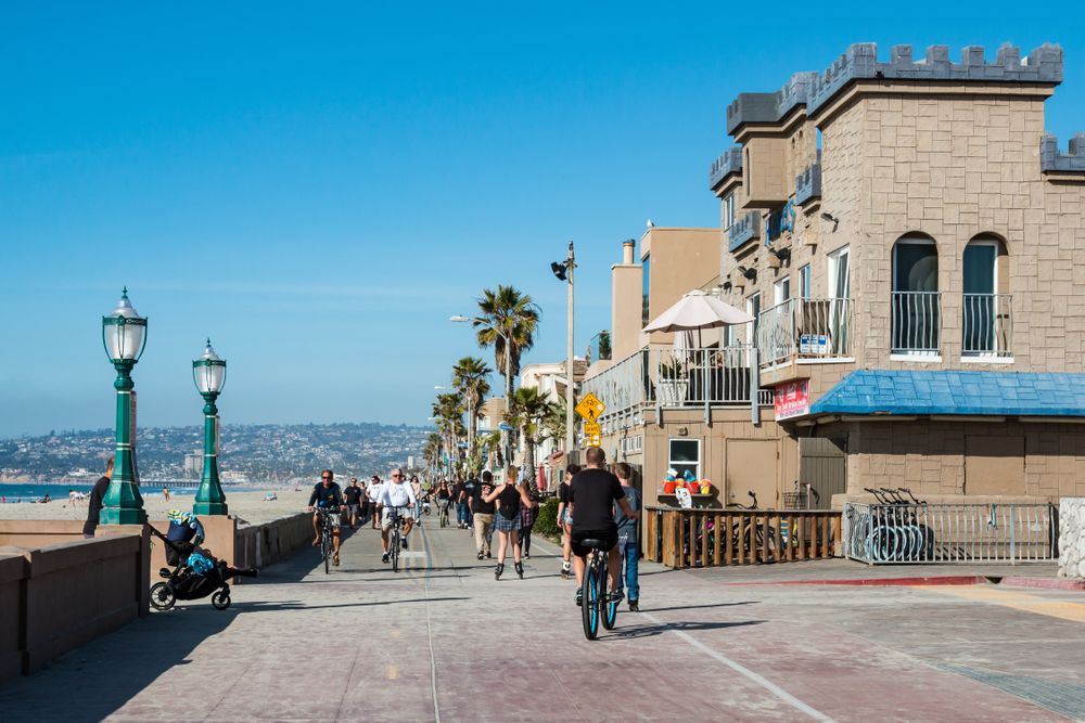 People riding bikes on Ocean Front Walk