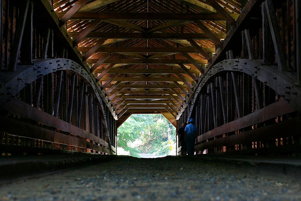 View from inside the Meems Bottom Covered Bridge