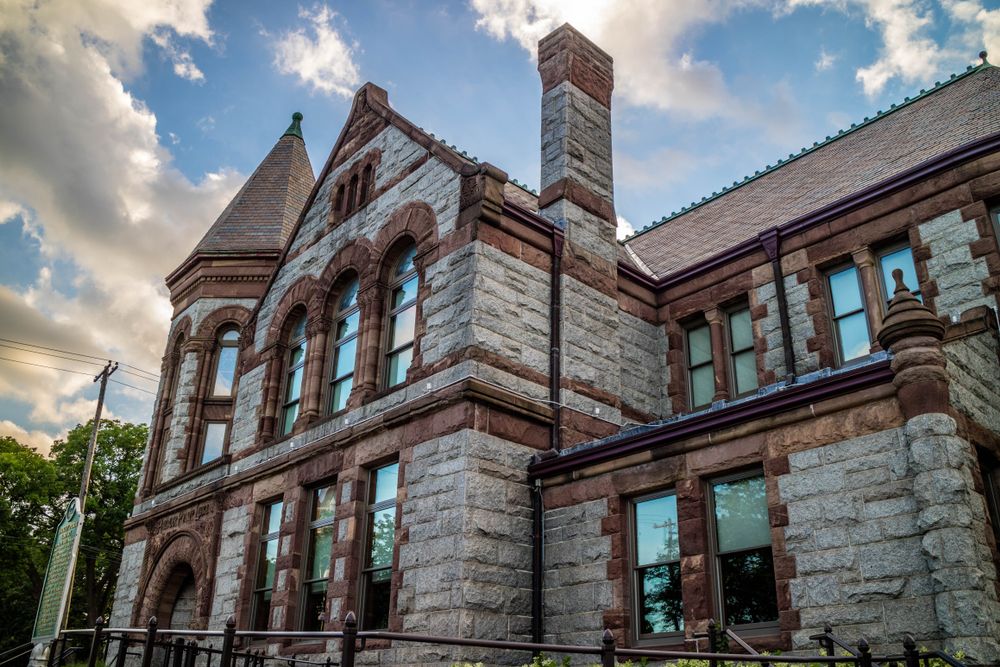 Close view of the Hackley Public Library
