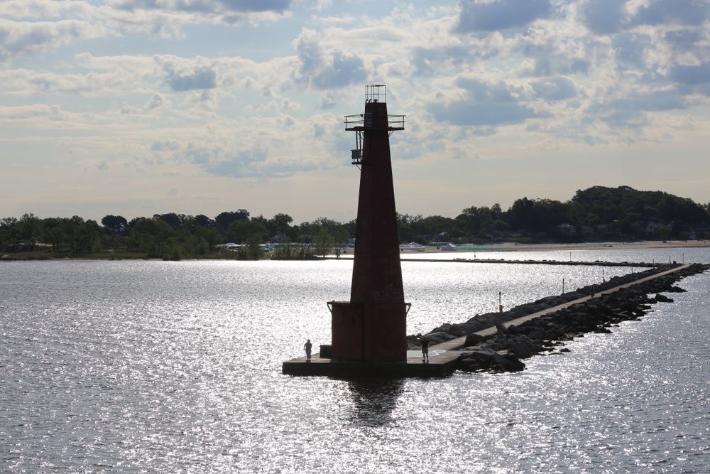 Silhouette of the Muskegon South Pierhead Lighthouse