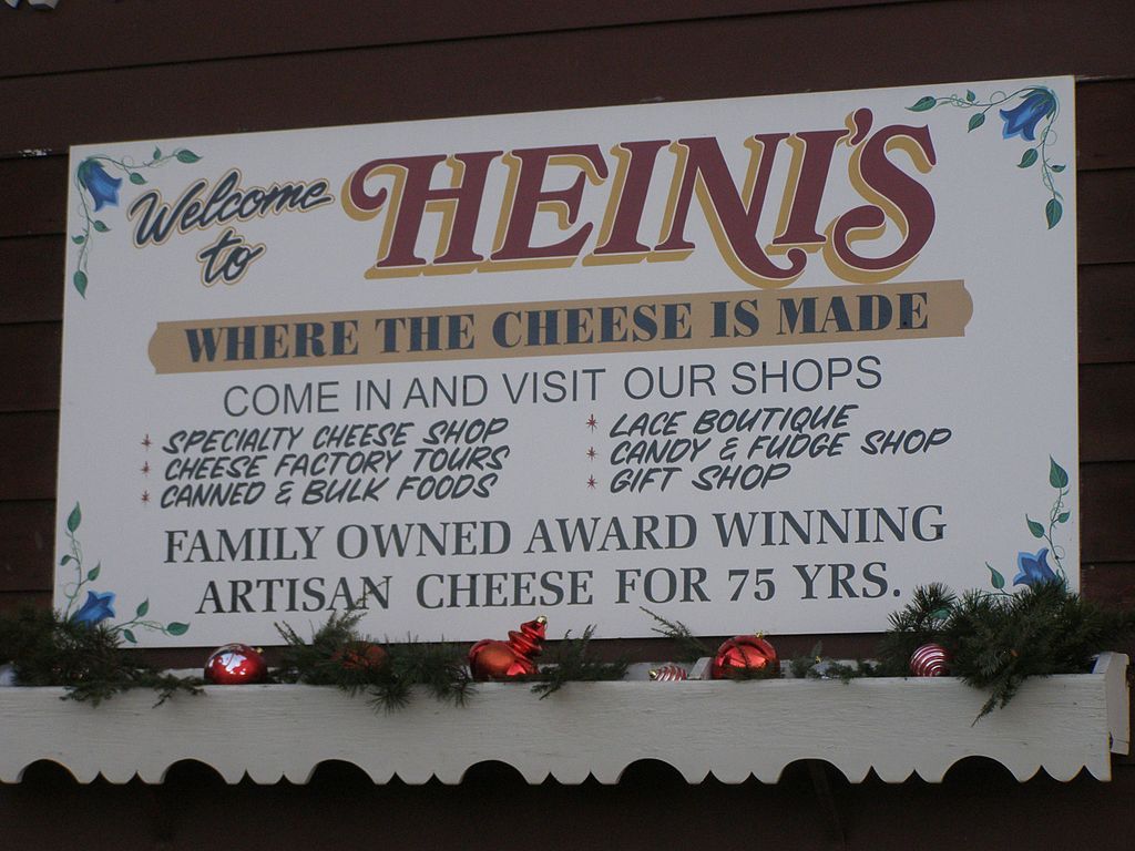 Signage of Heini’s Cheese Chalet