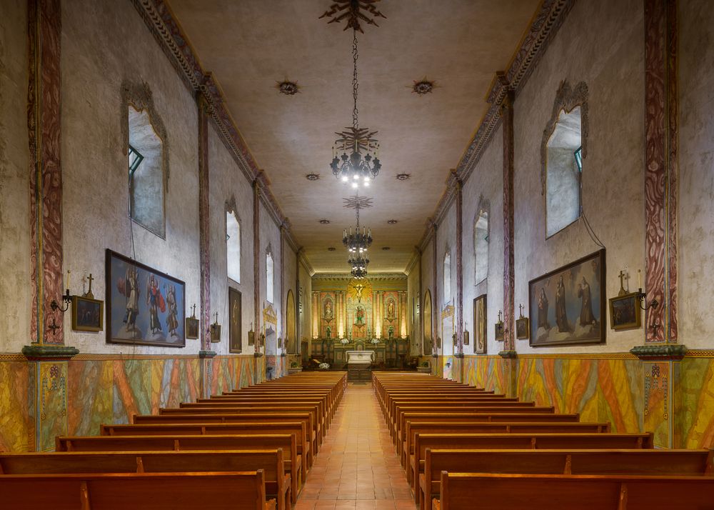 Interior of the Old Mission Santa Barbara church