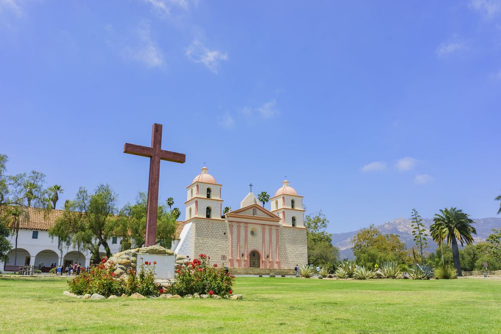 Scenic view of the Old Mission Santa Barbara church