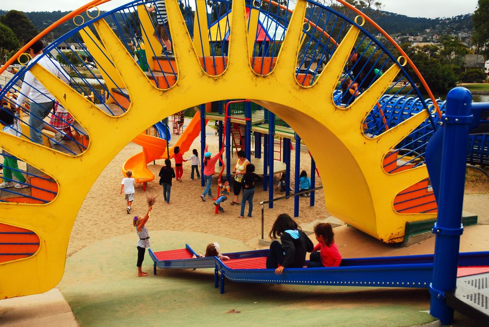 Colorful slide at Dennis the Menace Playground