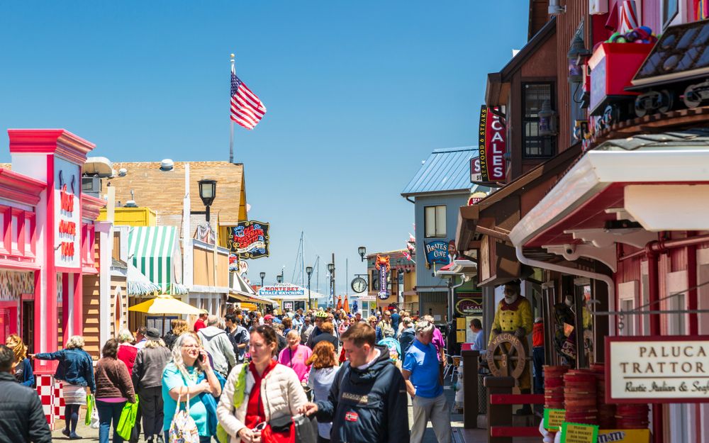 People touring the Old Fisherman’s Wharf