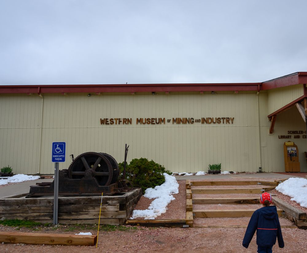 Exterior and name sign of Western Museum of Mining & Industry.