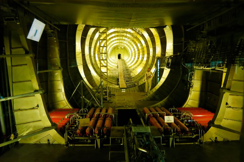 Interior of spruce goose aircraft in Evergreen Aviation and Space Museum