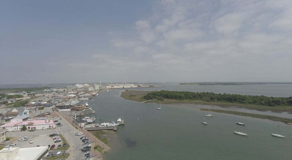 Aerial view of Morehead City Waterfront