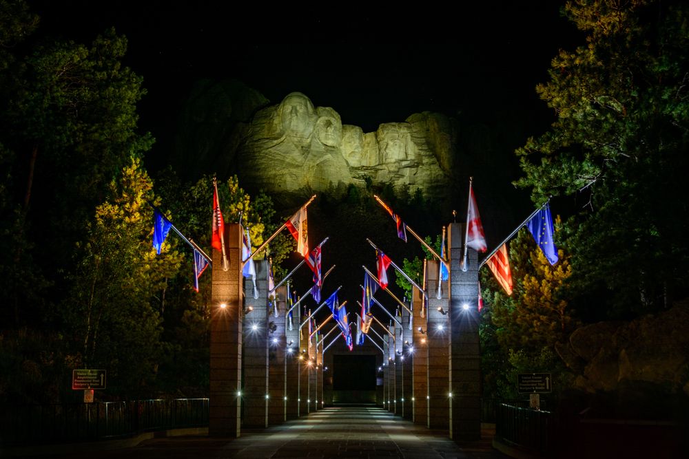 Avenue of the Flags at night