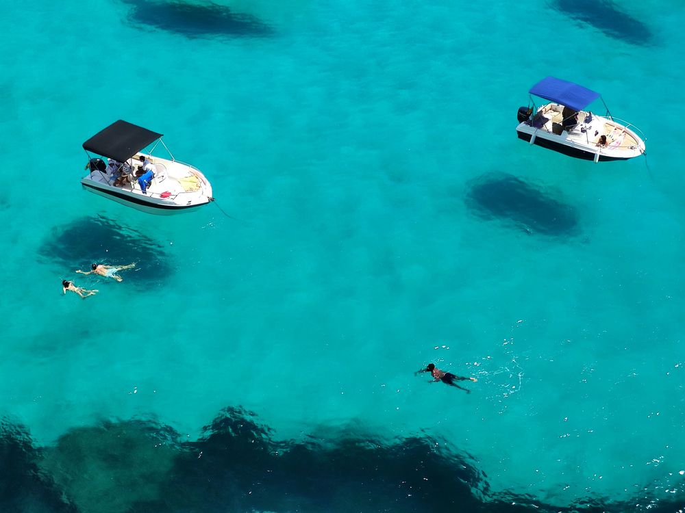 Boats on the water of Menorca