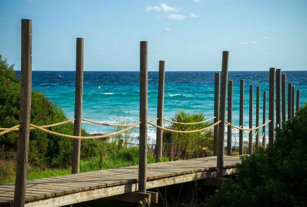 Wooden deck at Santo Tomas Beach