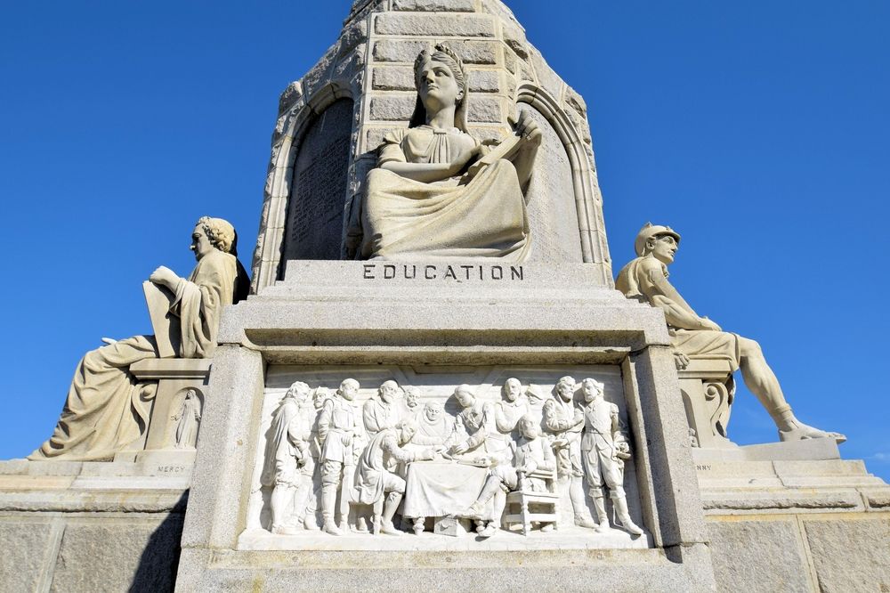Close view of the National Monument to the Forefathers