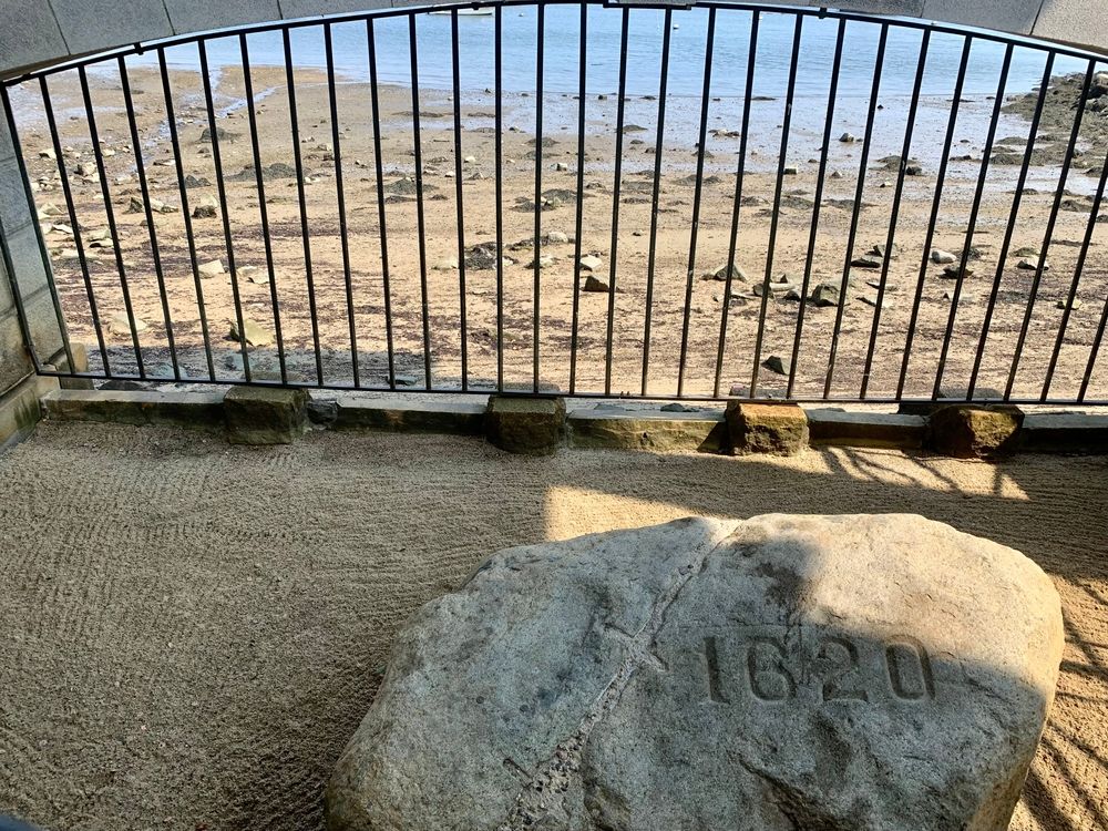 View of the Plymouth Rock at Pilgrim Memorial State Park