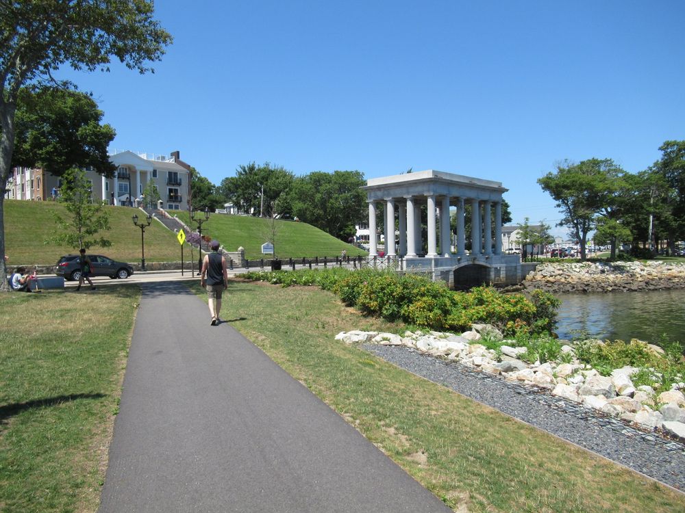 Trail leading to Plymouth Rock at Pilgrim Memorial State Park