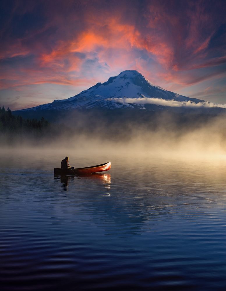 Person on a canoe on Lake Trillium