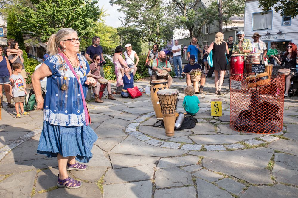 Drum circle gathering in Woodstock