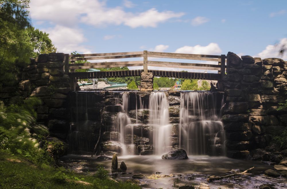 A waterfall at Tibbetts Brook Park