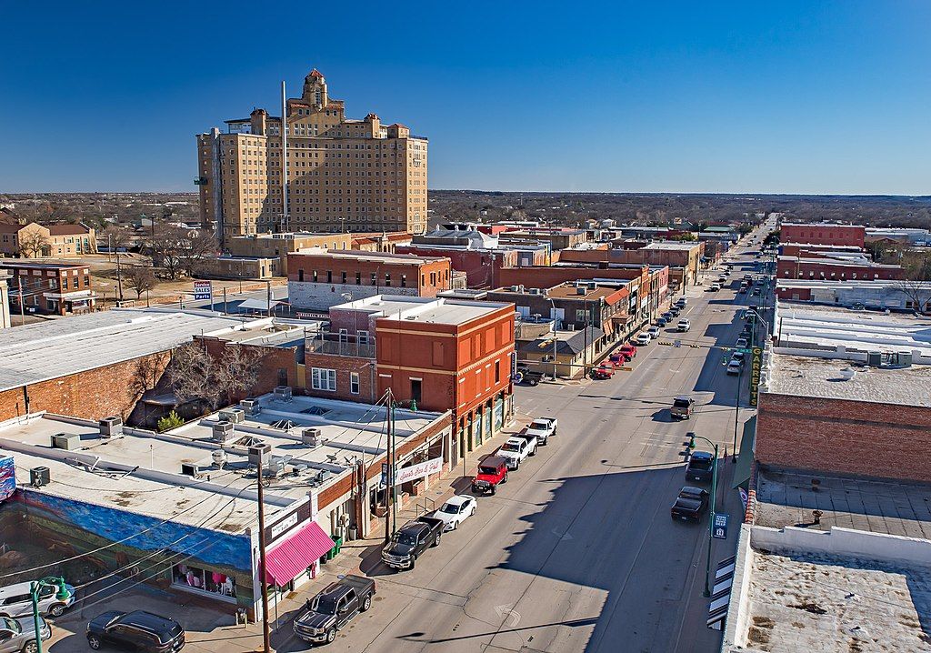 Aerial view of Downtown Mineral Wells