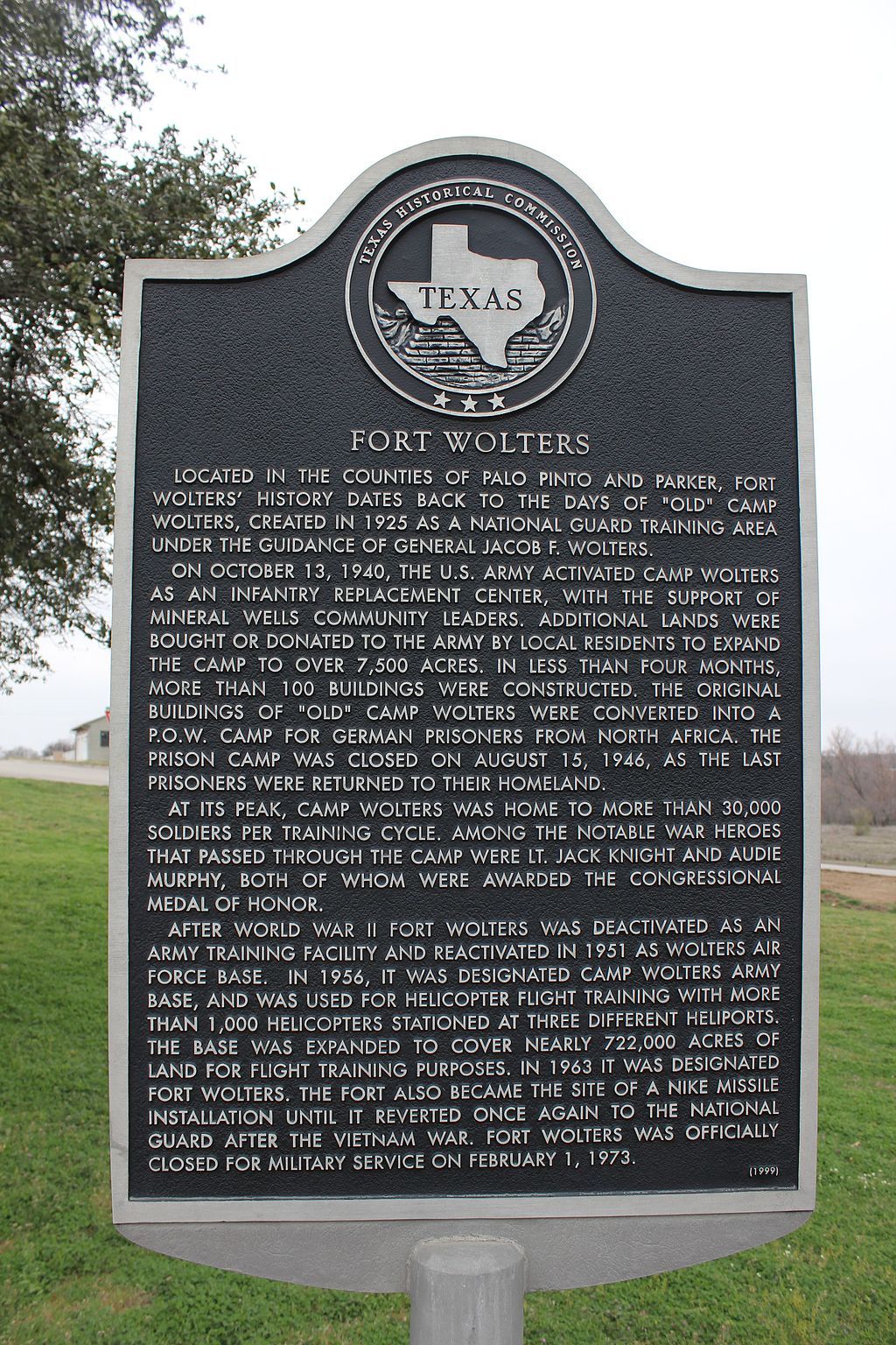 History marker of Fort Wolters