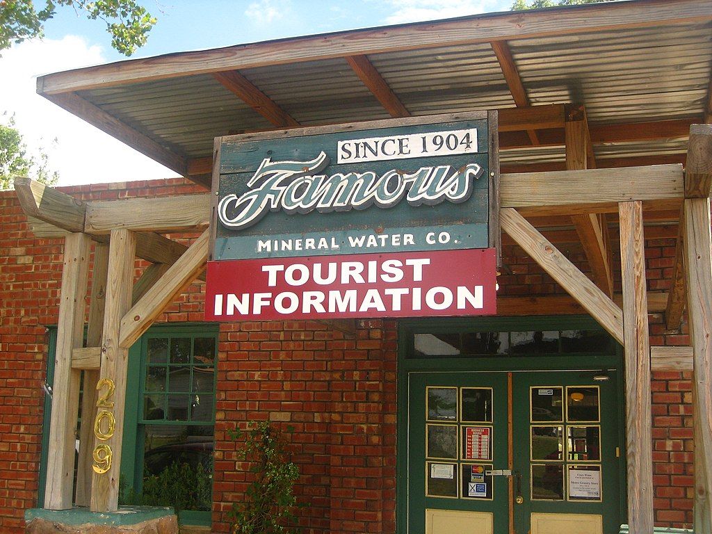 Name sign of Famous Mineral Water Company's tourist information
