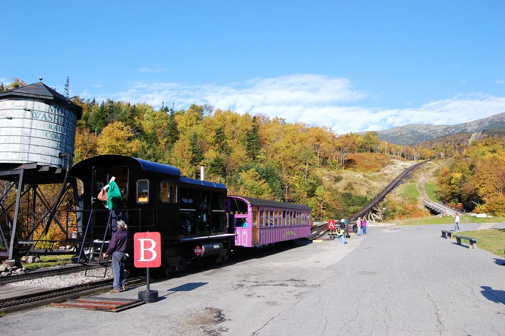 People waiting to board the Mount Washington Cog Railway