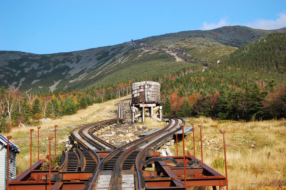 The tracks of Mount Washington Cog Railway