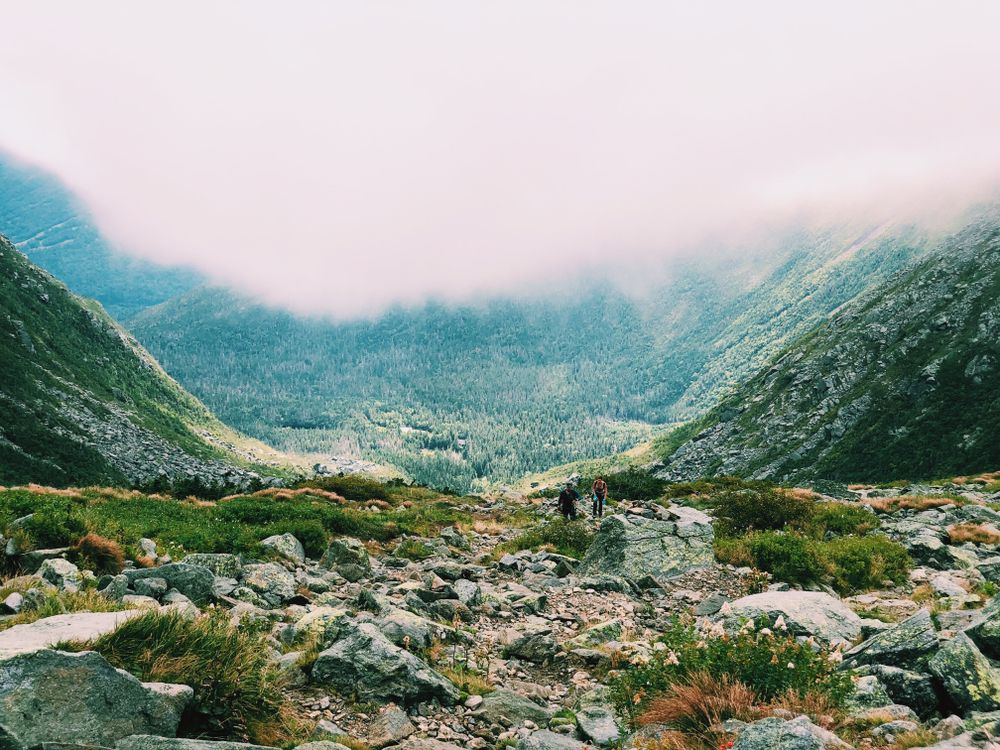 Hikers along Tuckerman Ravine trail