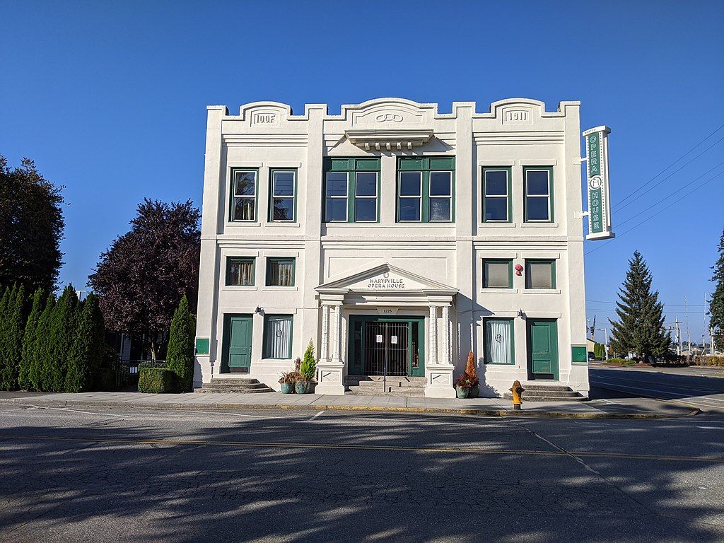 Front view of Marysville Opera House's exterior