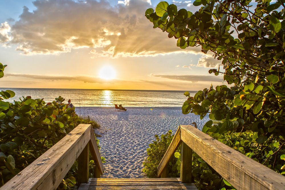 View of the sunset at Naples Beach