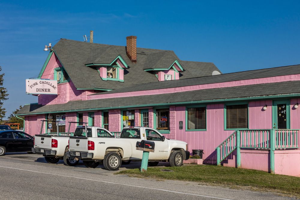 Exterior of the Pink Cadillac Diner