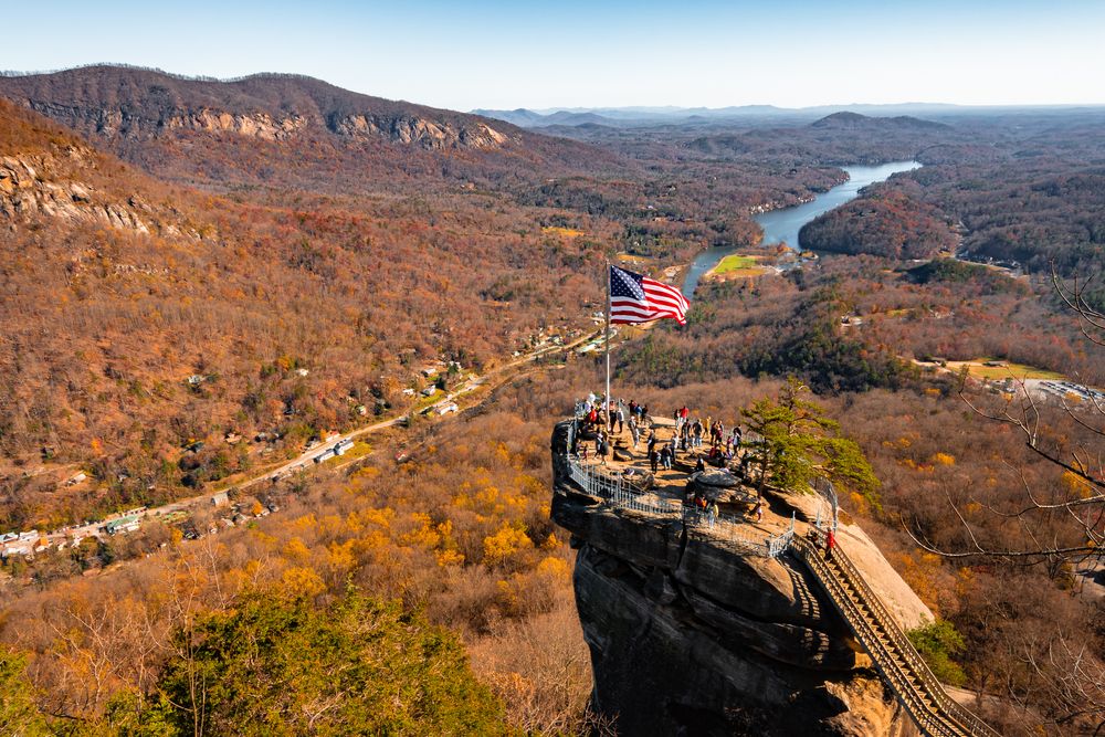 Aerial view of Chimney Rock