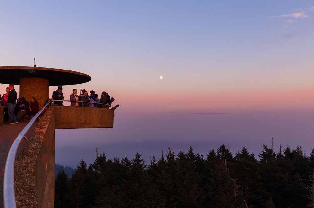 People watching the sunset from Clingmans Dome