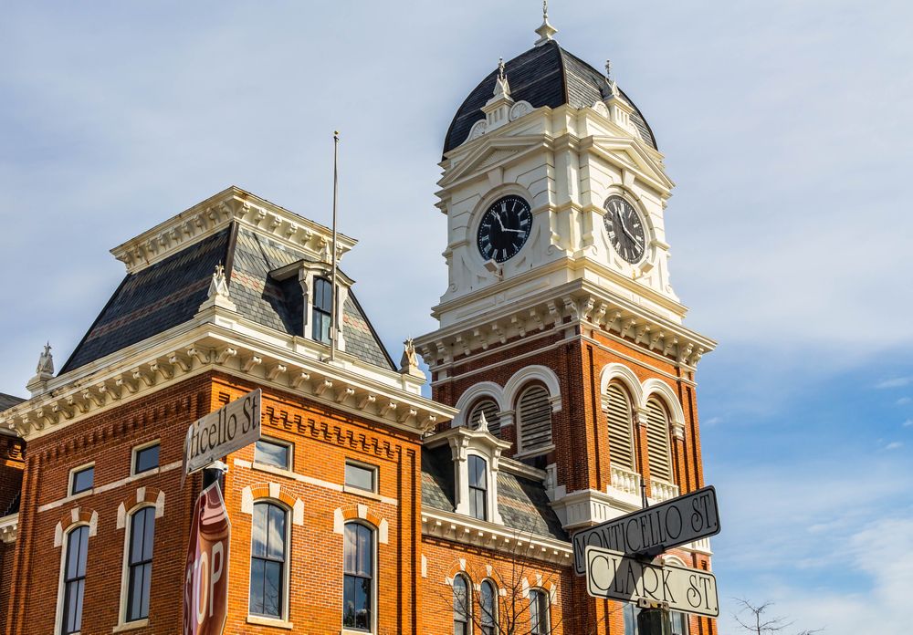 Clock tower of the Historic Newton County Courthouse