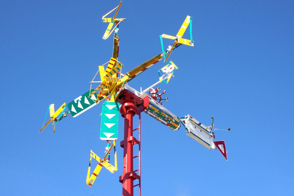 Colorful sculpture at Vollis Simpson's Whirligig Park