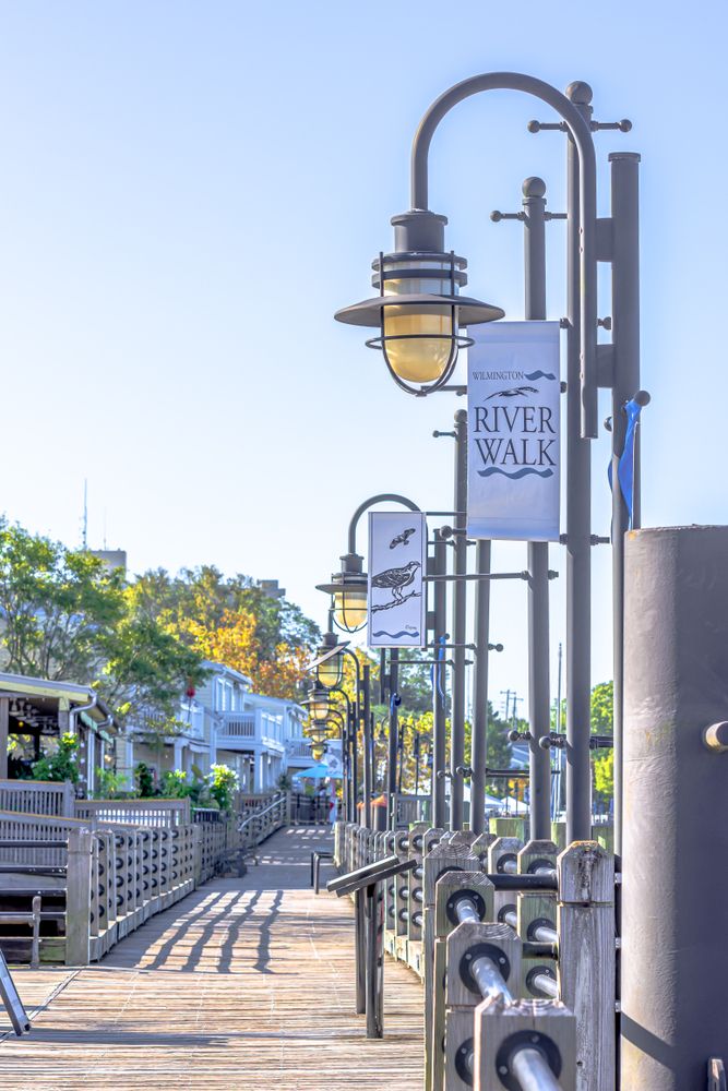 Light posts at Wilmington Riverwalk