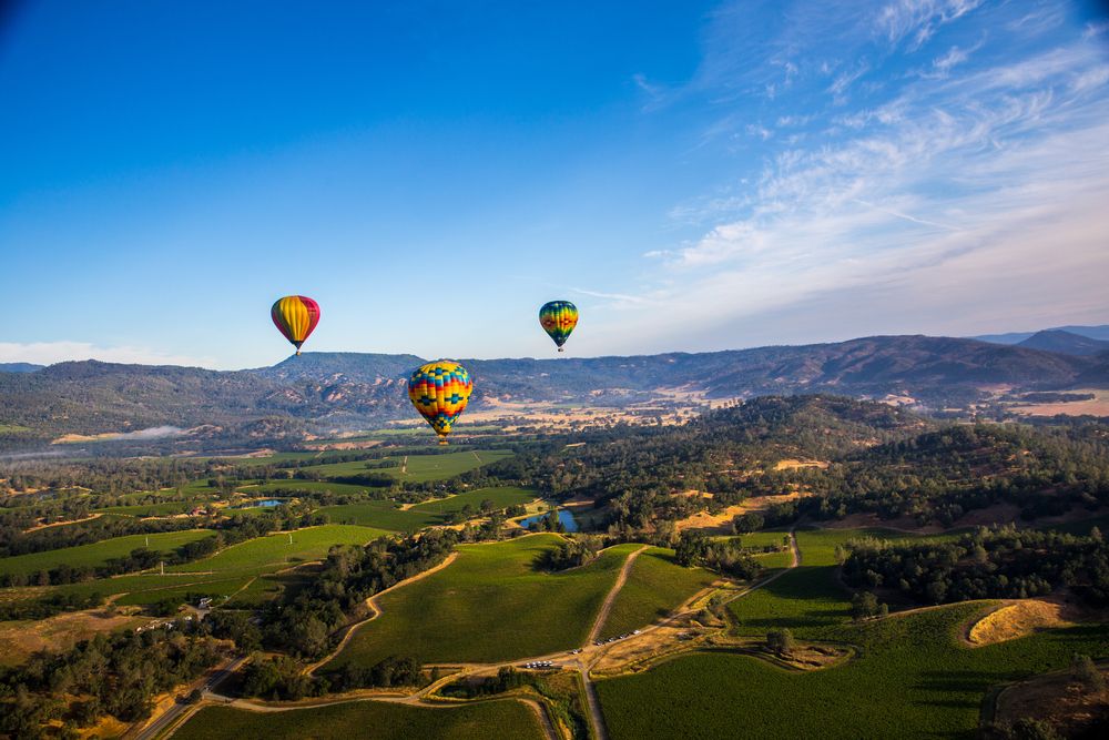 Three Napa Valley Balloons over Napa