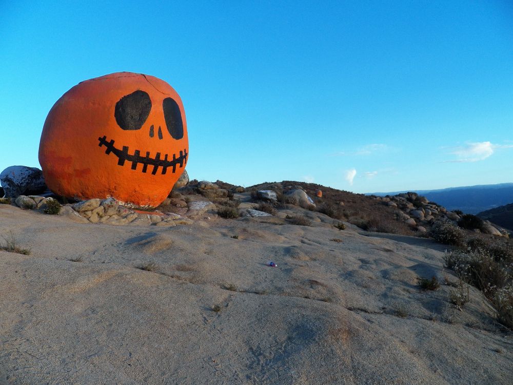 Daytime view of the iconic Pumpkin Rock