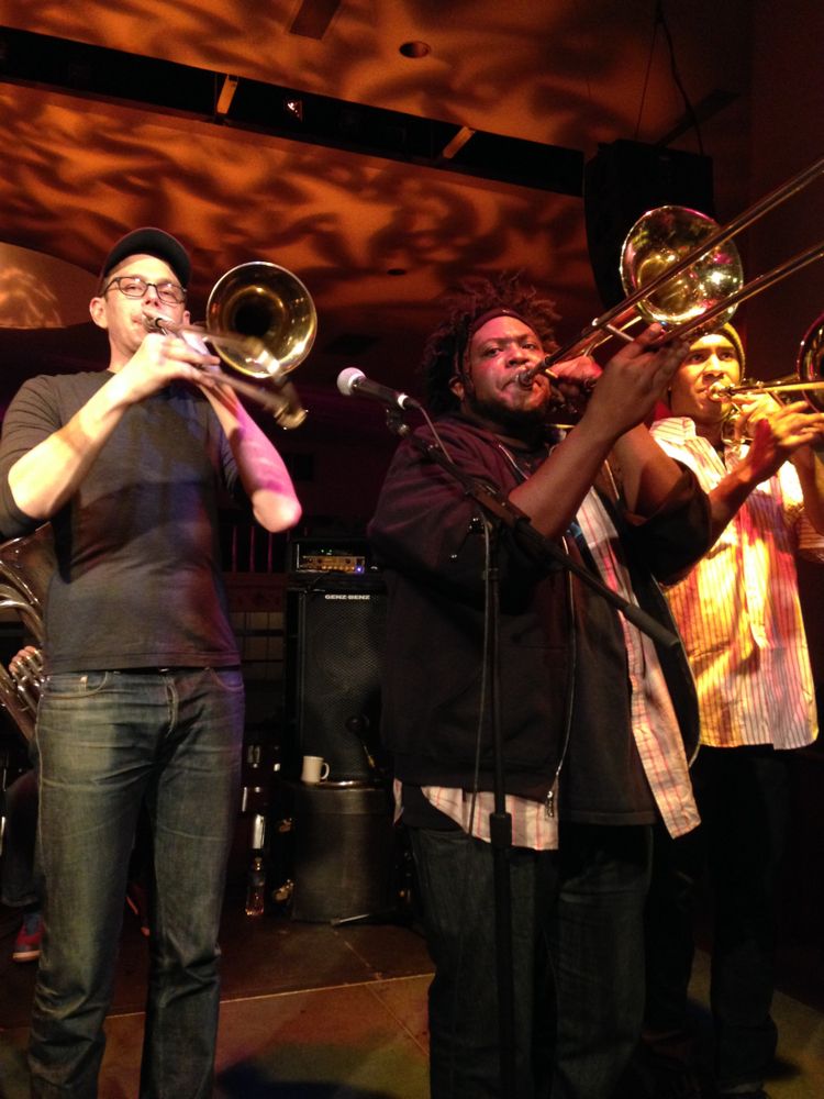 A band playing instruments at Stuart’s Opera House