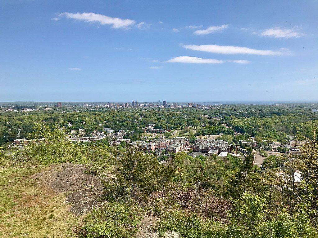 Skyline views from West Rock Ridge State Park's summit