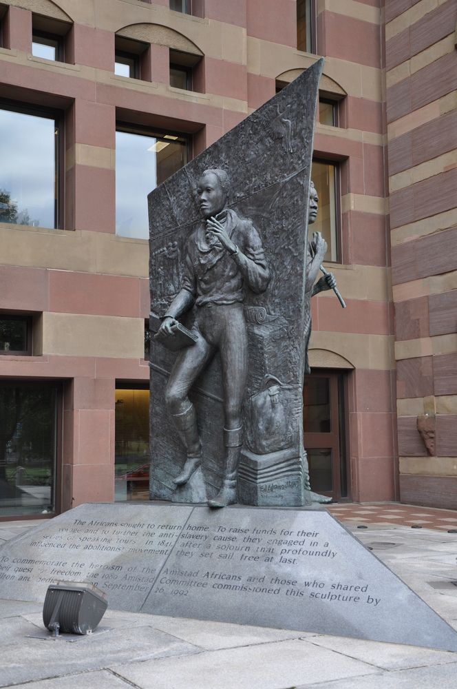 Close view of Freedom Fighters at the Amistad Memorial